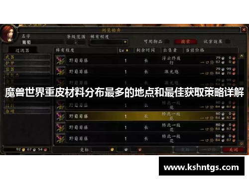 魔兽世界重皮材料分布最多的地点和最佳获取策略详解